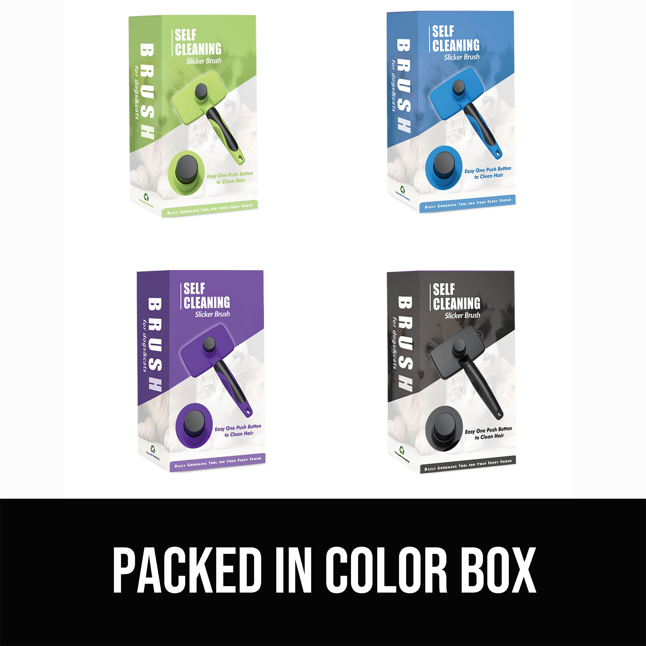 Self Cleaning Dog Brush, Slicker Brush for Long and Short Haired Dogs, Skin Friendly Grooming Dog& Cat Brush for Shedding, Deshedding Dog Brush for Grooming